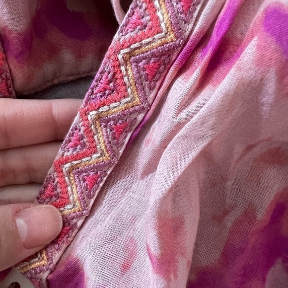 NWT Johnny Was Pink Tie Dye Embroidered Shirt Blouse Small - Picture 5 of 10